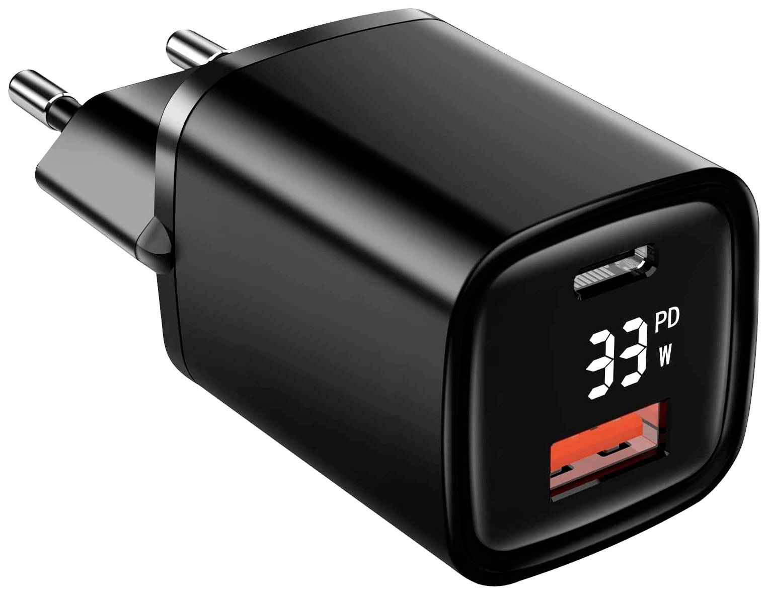 Eaxus Dual Port USB charger 33 W 1x USB-A, 1x USB-C® Black Indoors