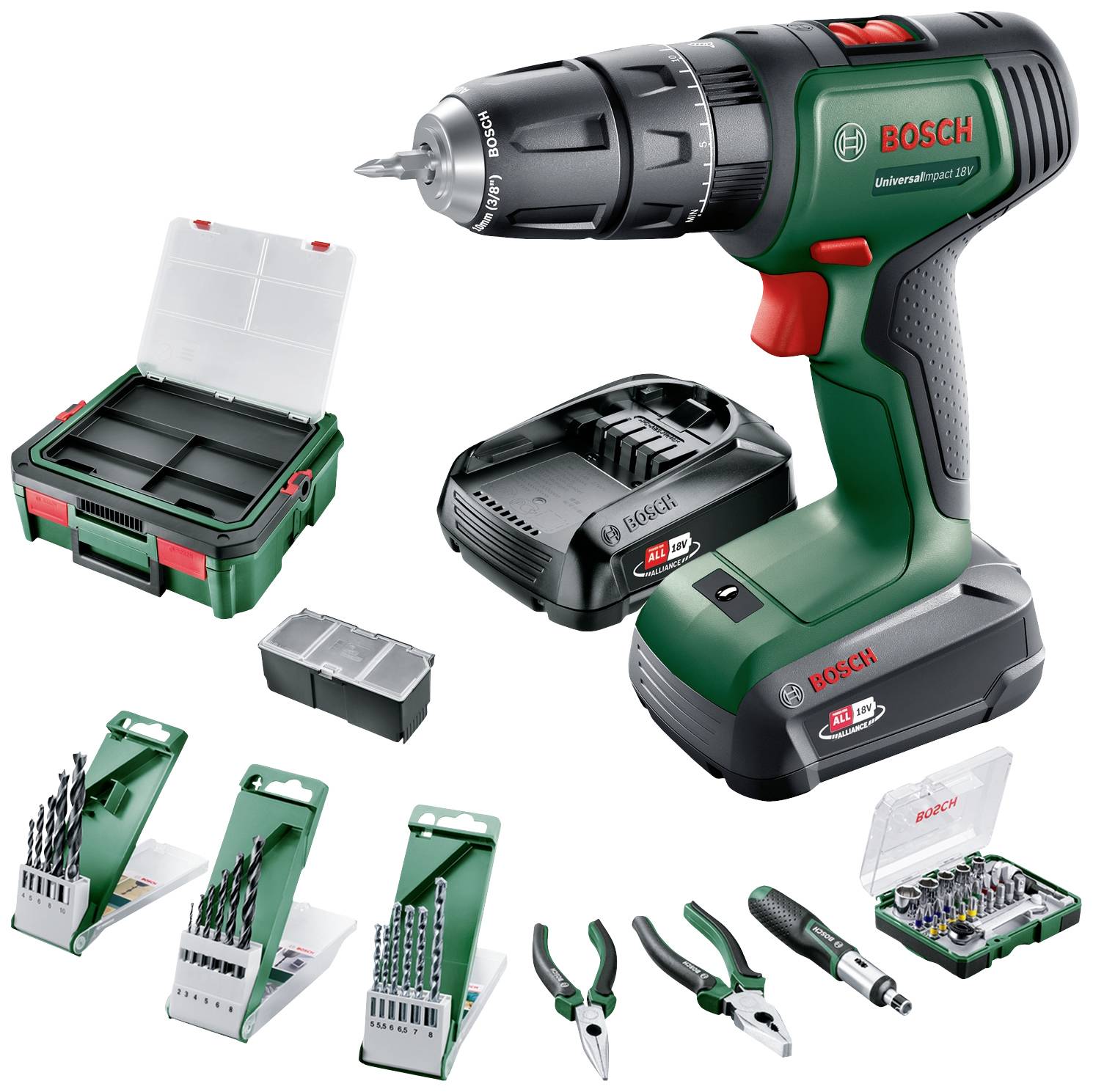 Bosch Home and Garden Universal Impact 18V -Cordless hammer drill incl. charger, incl. case