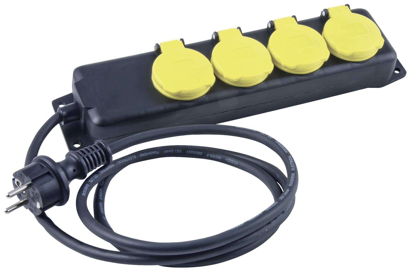 Heitronic 45058 Power strip (w/o switch) Black/yellow Child safety