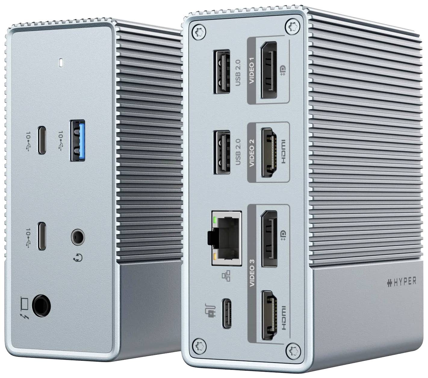 HYPER HDG212B-GL USB-C® docking station Compatible with: Universal USB-C® powered