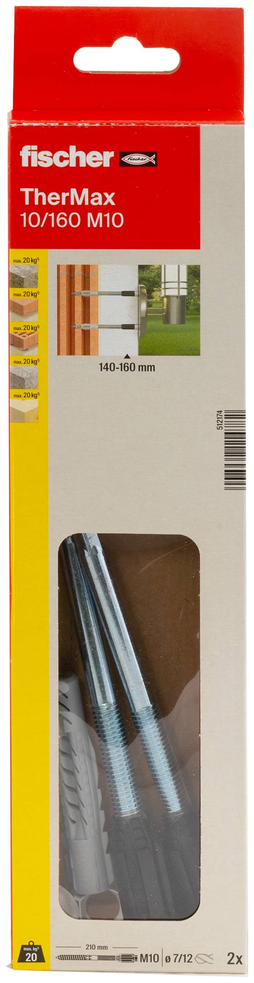 A wall plug and screw side by side. The wall plug is dark grey with an arrow pattern, the screw has a metallic body and black head.