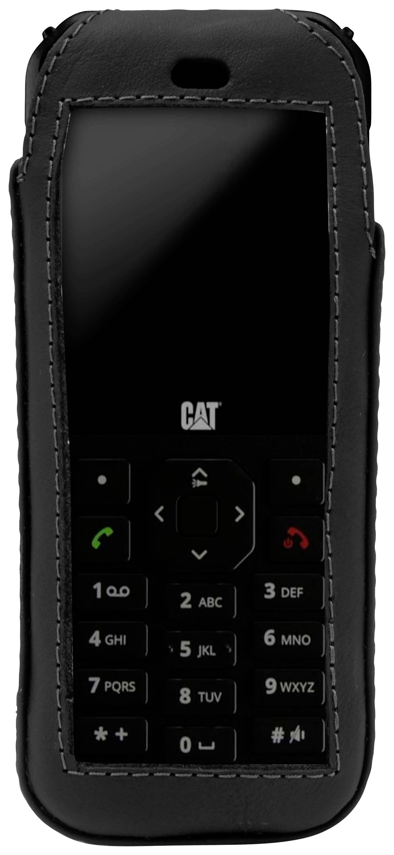 A robust mobile phone in a black case with a keypad, suitable for use in demanding environments.