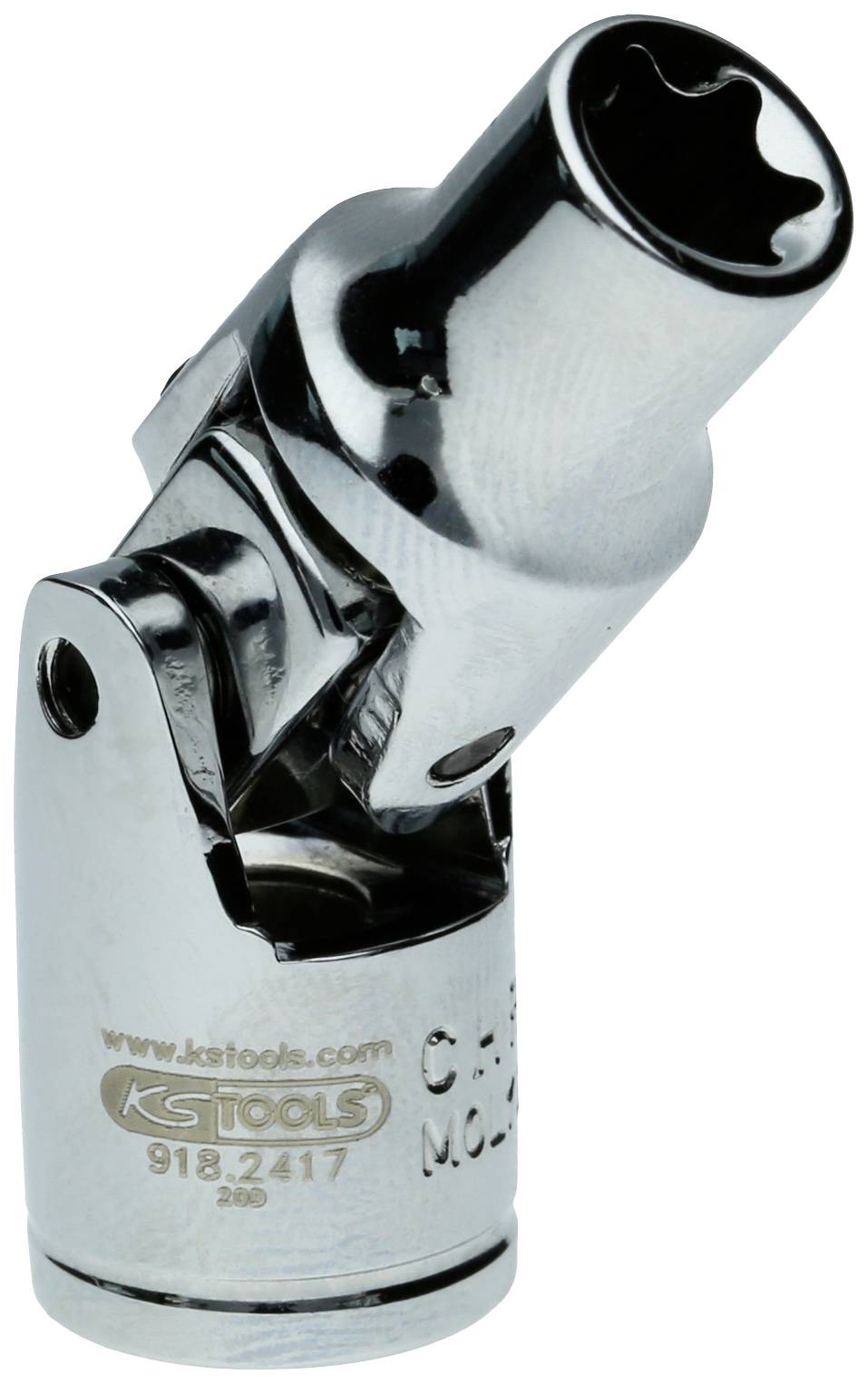 Chrome Torx joint socket with angle adapter and marking 918.2417 from KS Tools. Used for loosening screws.
