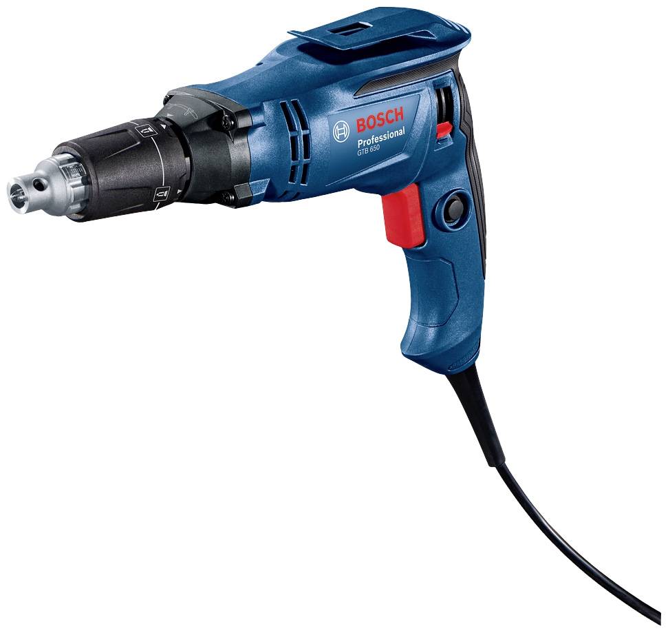 A blue electric drill with a red trigger and black drill chuck, cable at the bottom. Marking 'BOSCH Professional GSR 6-25 TE'.