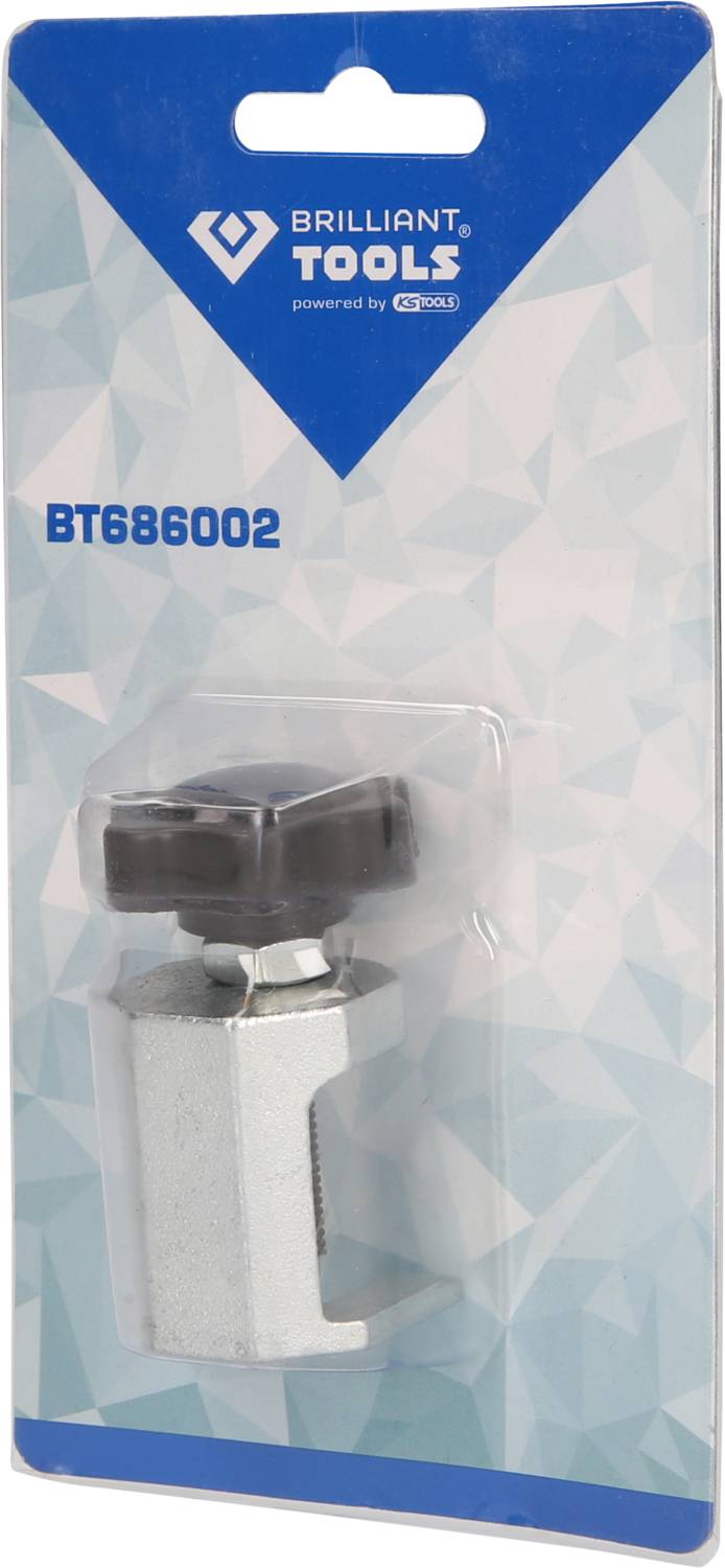 Packaging of a puller device by the brand Brilliant Tools, model BT686002, on a blue background with brand logo at the top.
