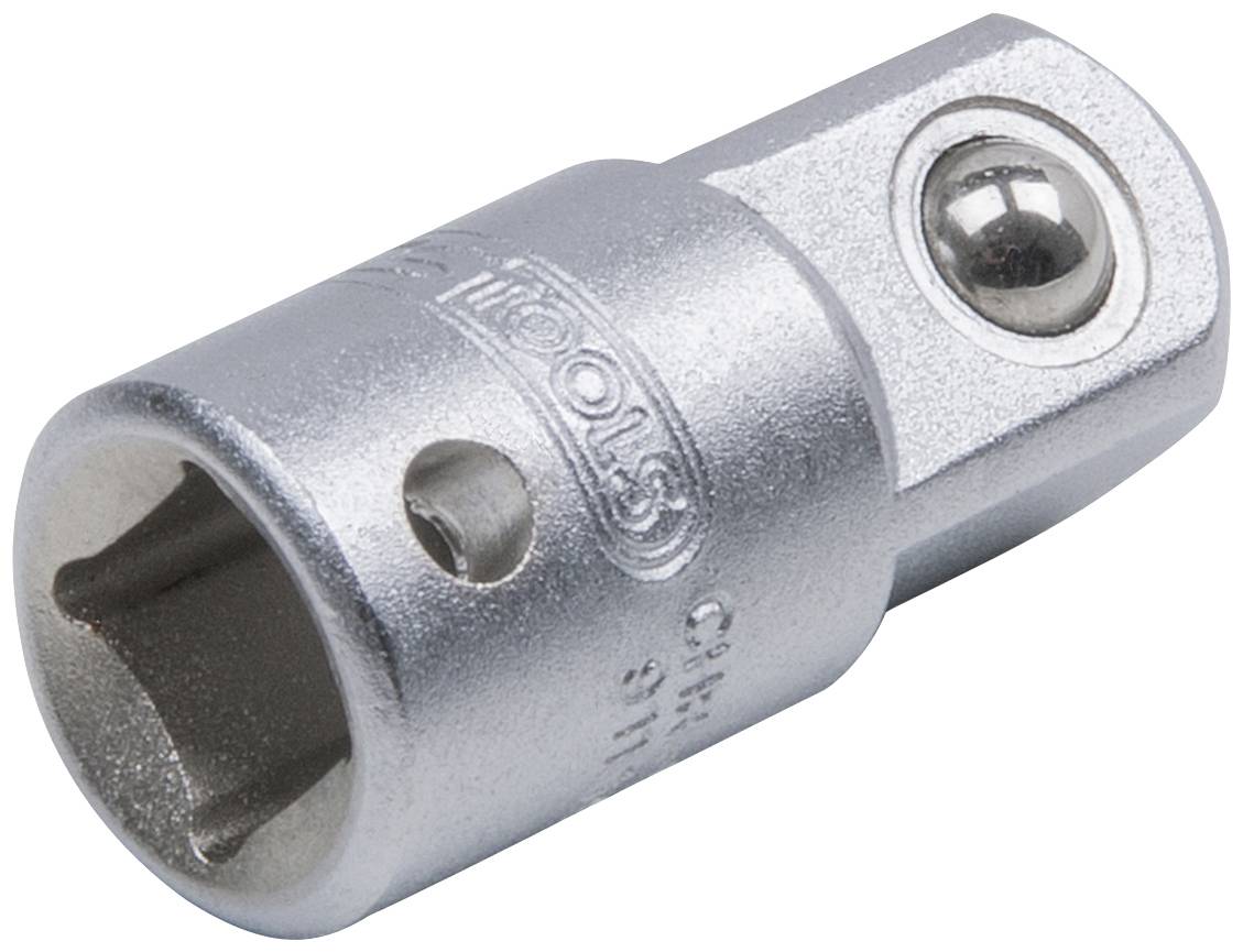 Metal socket key adapter with ball bearing, used in tools for torque increase or access modification.