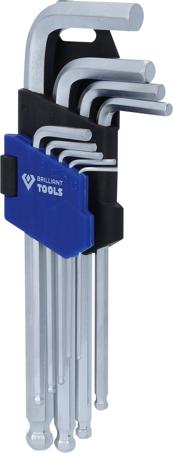 Brilliant Tools BT045009 Allen key set 1.5 mm, 2 mm, 2.5 mm, 3 mm, 4 mm, 5 mm, 6 mm, 8 mm, 10 mm 9-piece