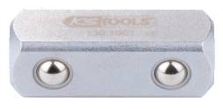 Two metal balls in a rectangular metal enclosure.