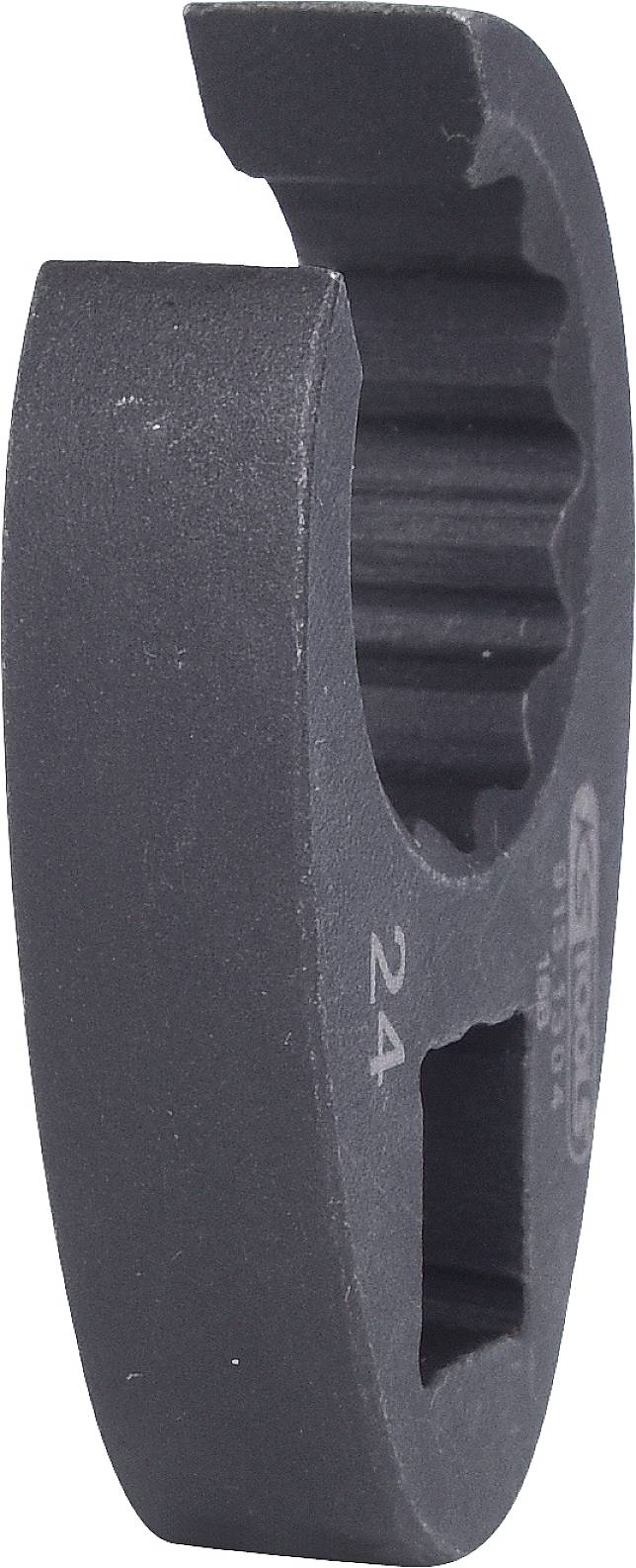 Black ring spanner, size 24, suitable for tightening or loosening nuts and bolts in hard-to-reach areas.