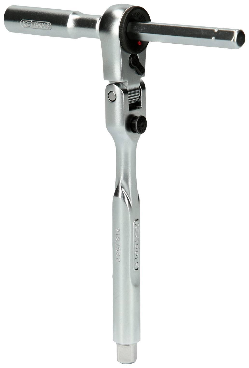 A silver ratchet spanner with an extended handle and lever mechanism for precise screw or bolt adjustment in workshop environments.