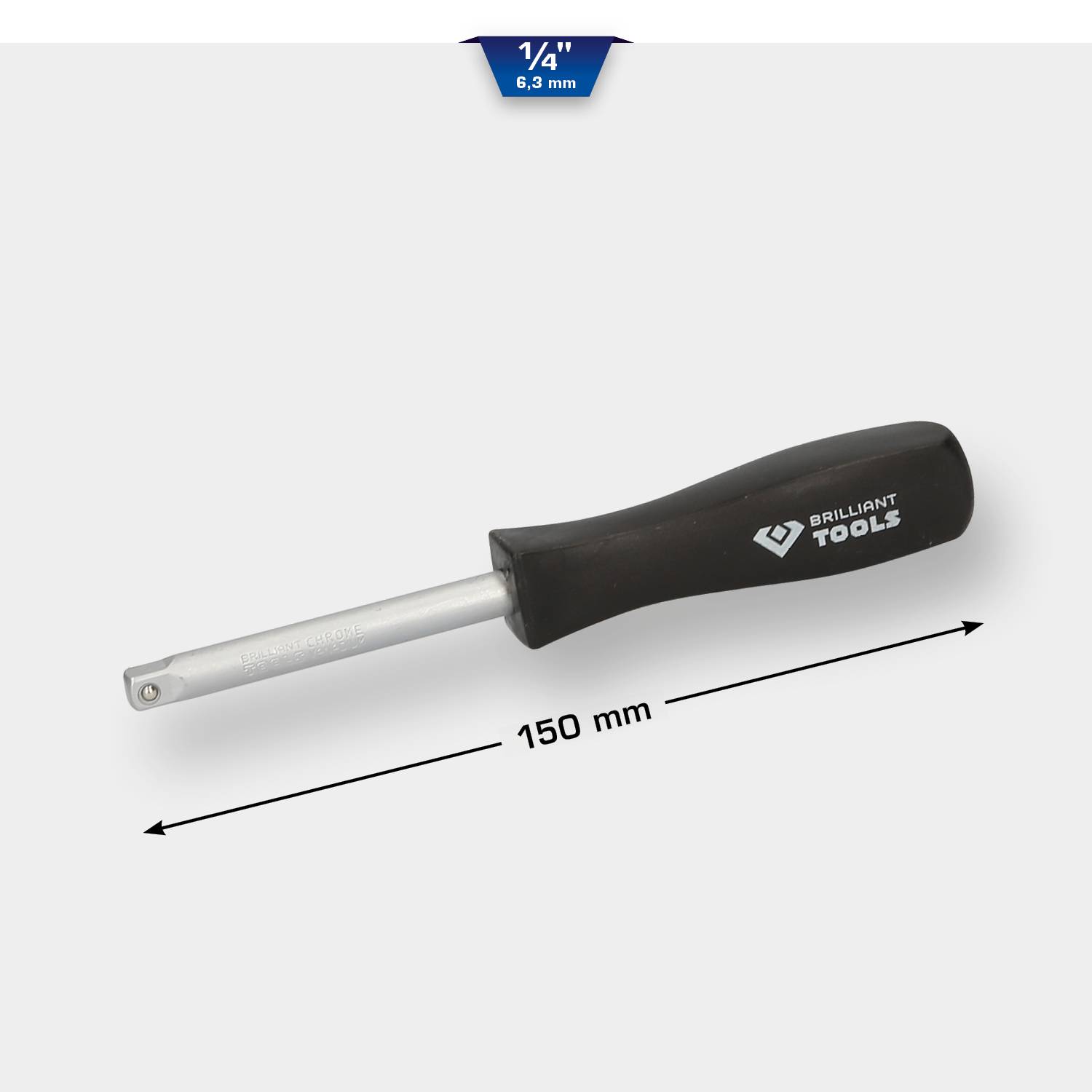 'Brilliant Tools' magnetic tool with black handle, 150 mm length. Suitable for easily picking up screws and nuts.
