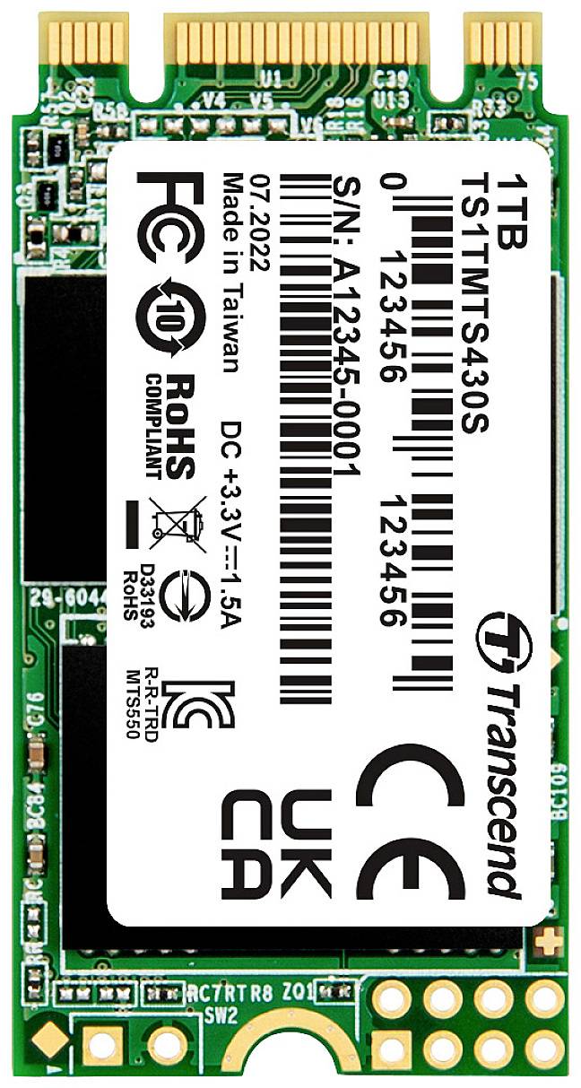Transcend 430S 1 TB SATA M.2 internal SSD 2242 M.2 SATA 6 Gbps Retail TS1TMTS430S