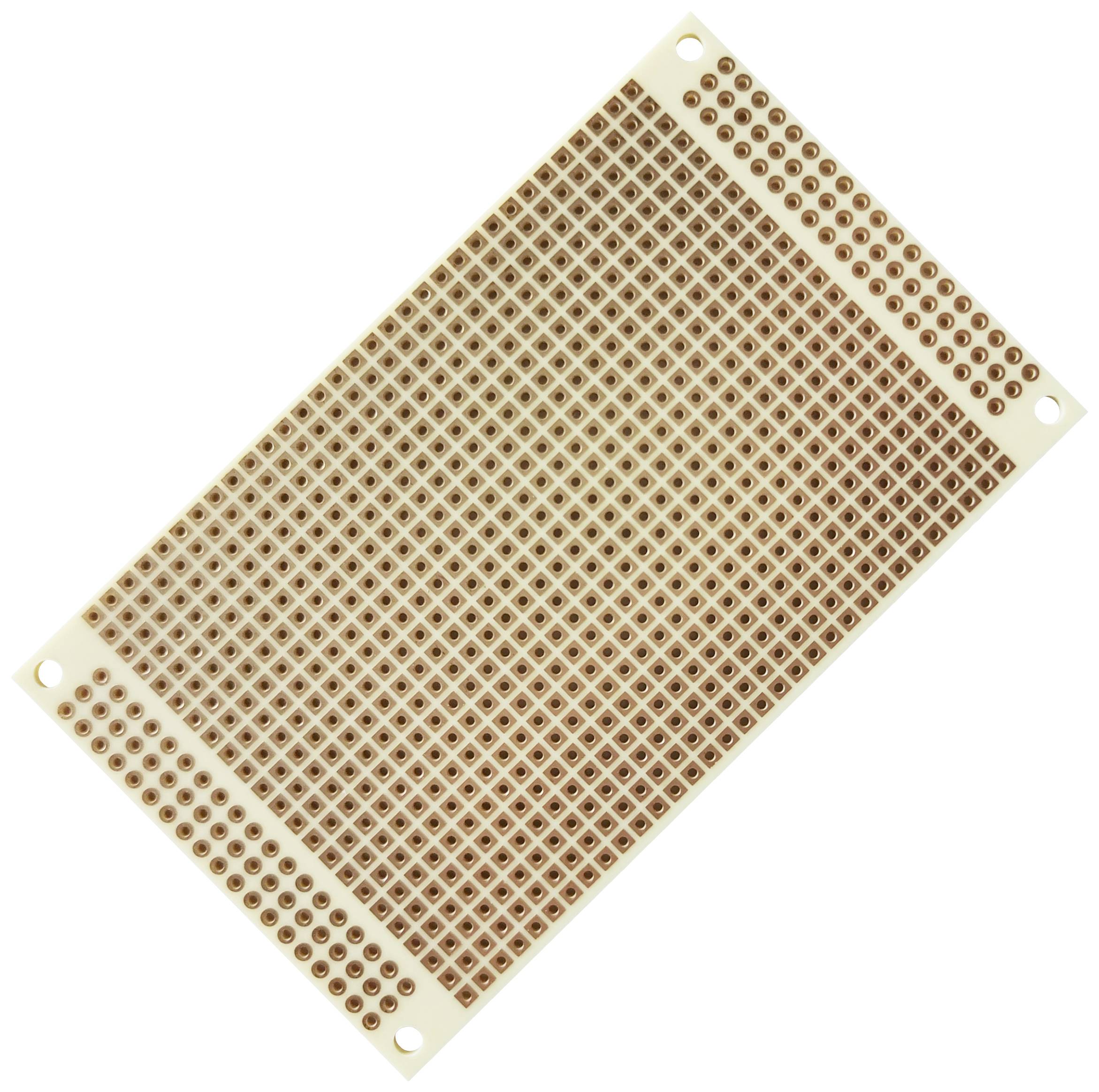 A blank breadboard with a grid of holes, suitable for prototyping electronic circuits.