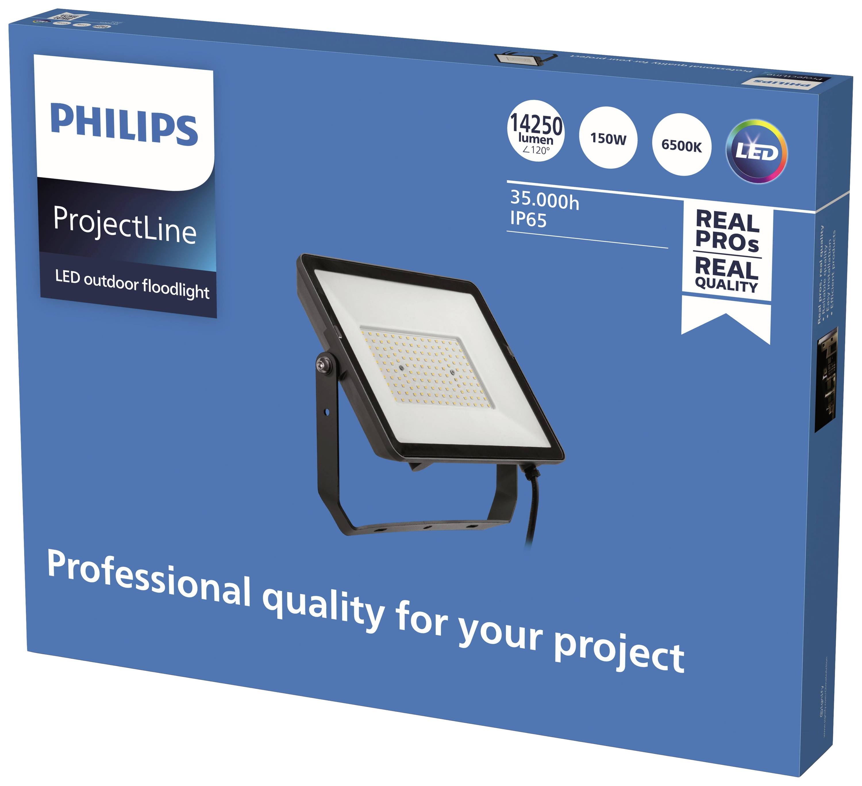 Philips ProjectLine LED Floodlight, 14,250 Lumens, 150W, 6500K, IP65. Professional Quality for Your Project.