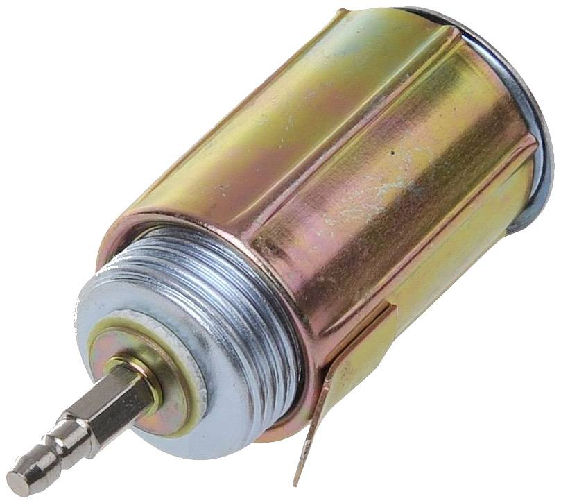 Cylindrical metal component with a screw-shaped front section and a small connecting pin, potentially part of a machine mechanism.
