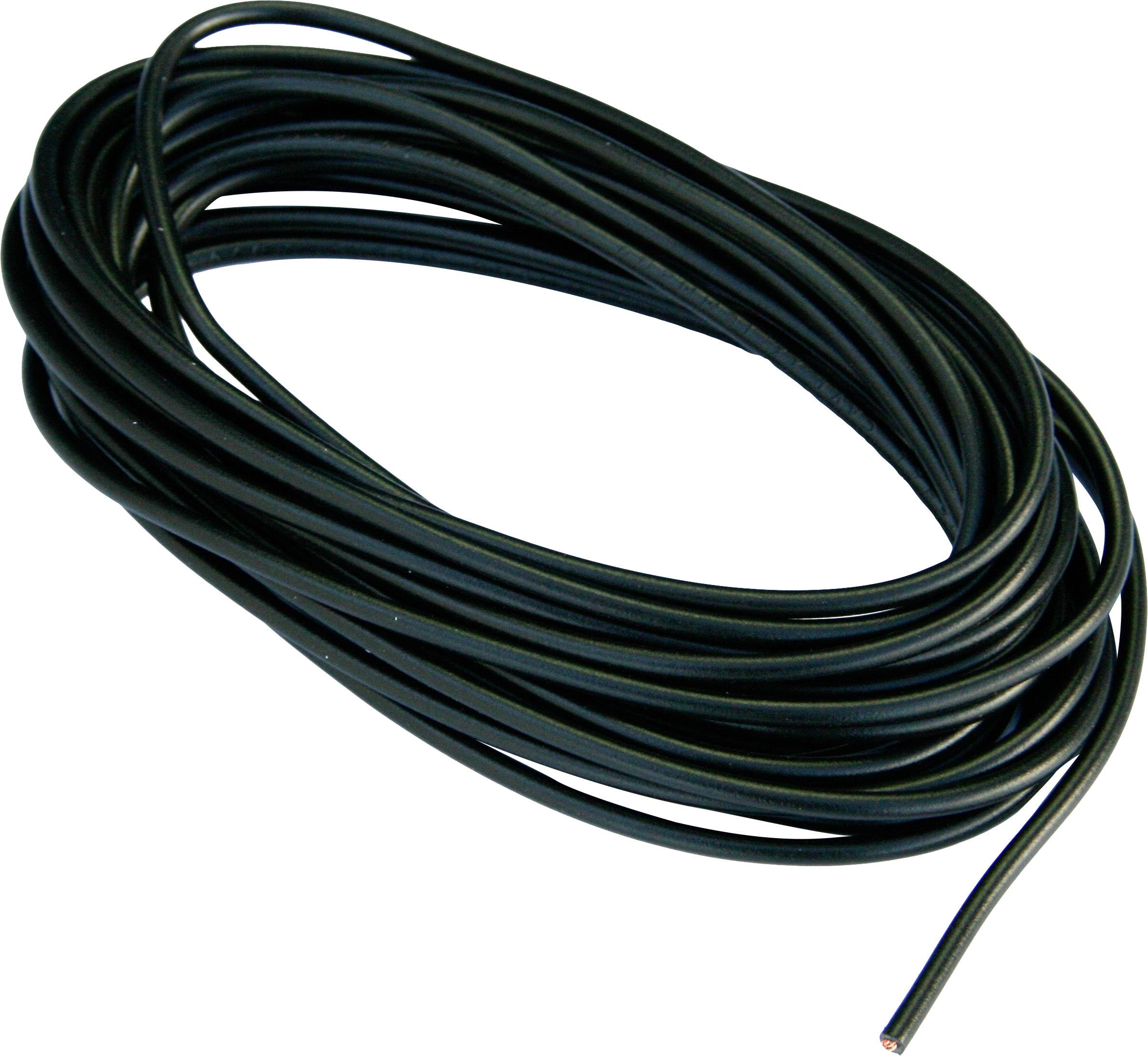 Black cable in a loose loop, suitable for electrical connections and installation purposes.