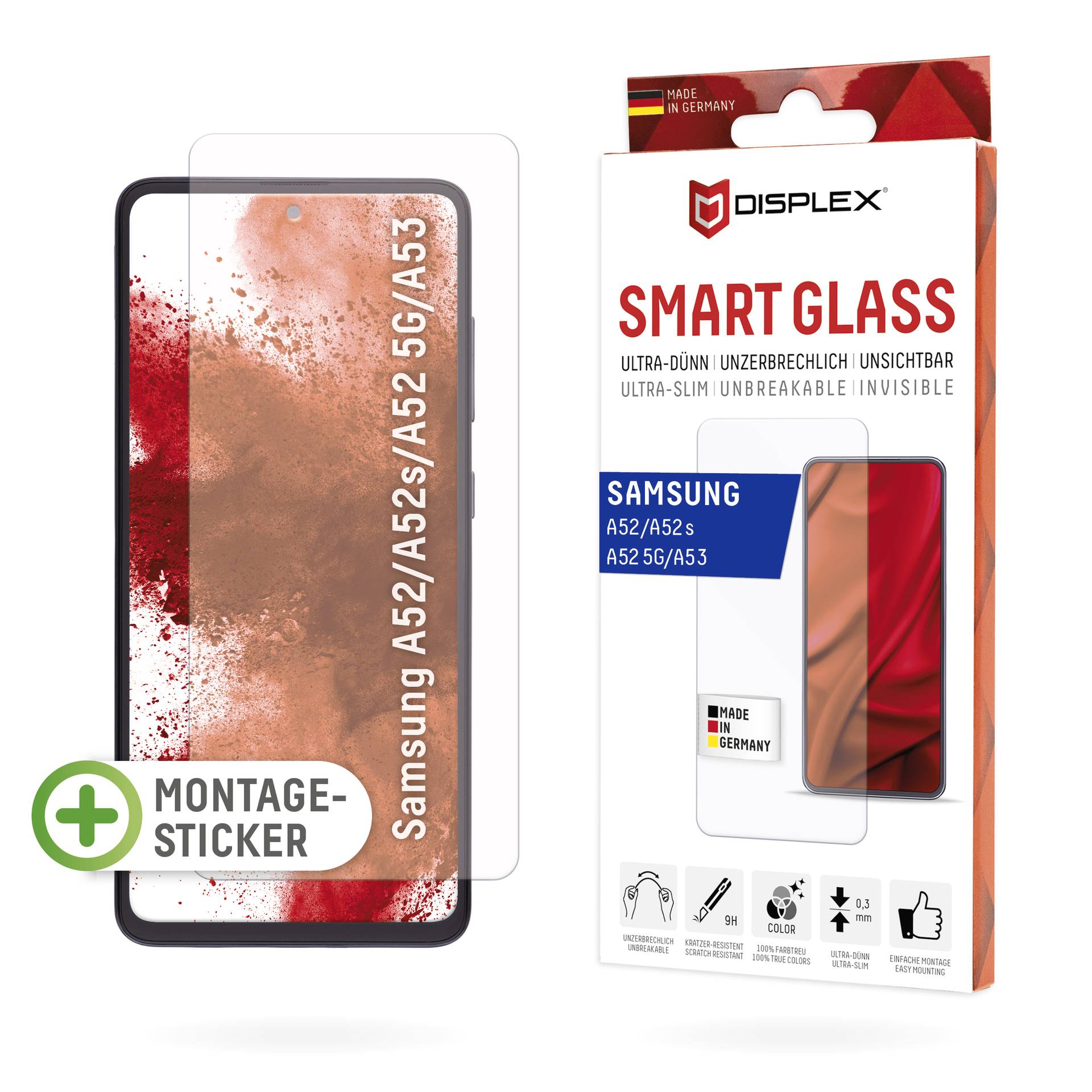 DISPLEX Smart Glass Glass screen protector Samsung Galaxy A52, Galaxy A52 (5G), Galaxy A52s (5G), Galaxy A53 (5G) 1 pc(s)