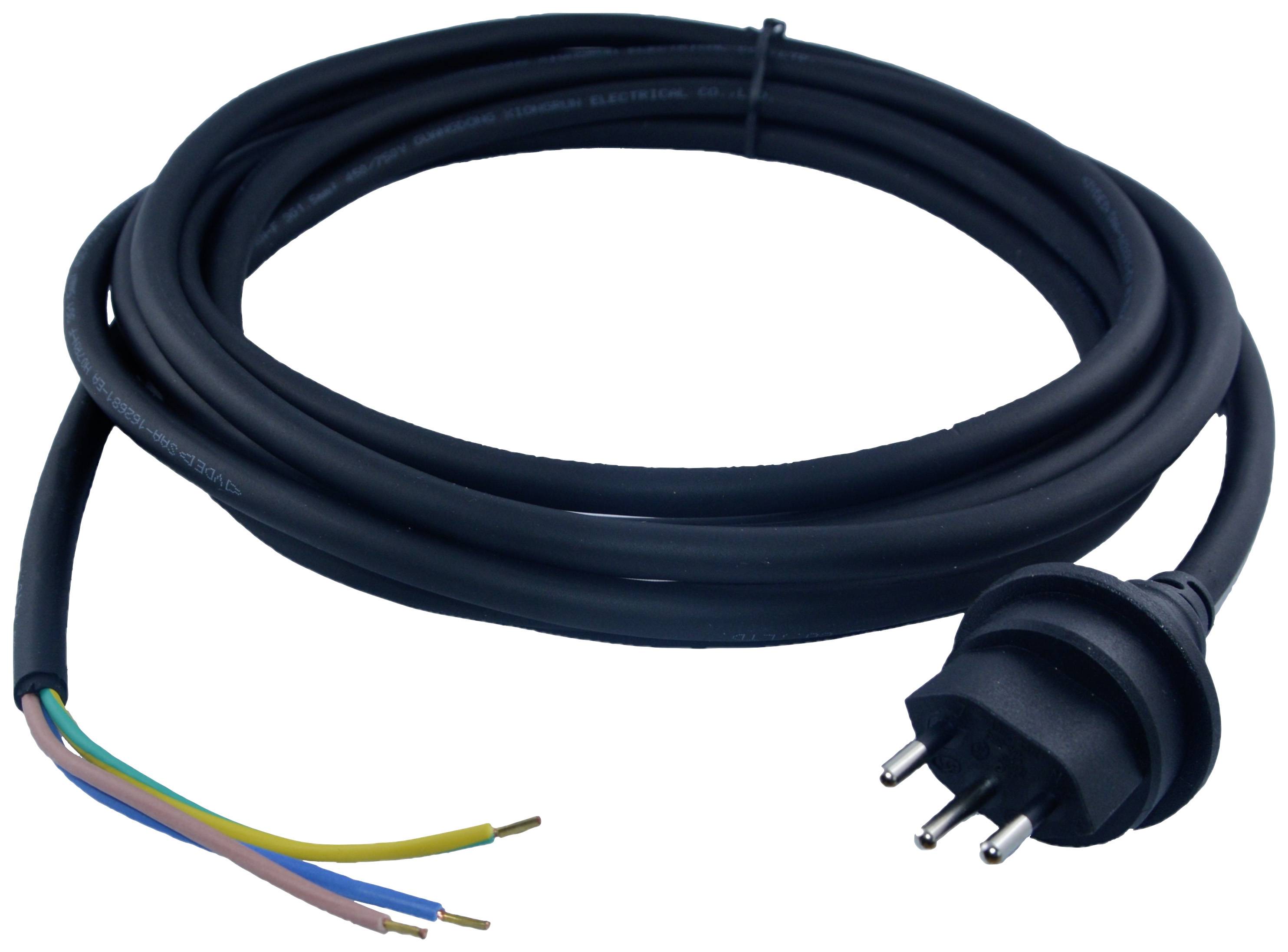 Black network cable with Euro plug and exposed wire ends.