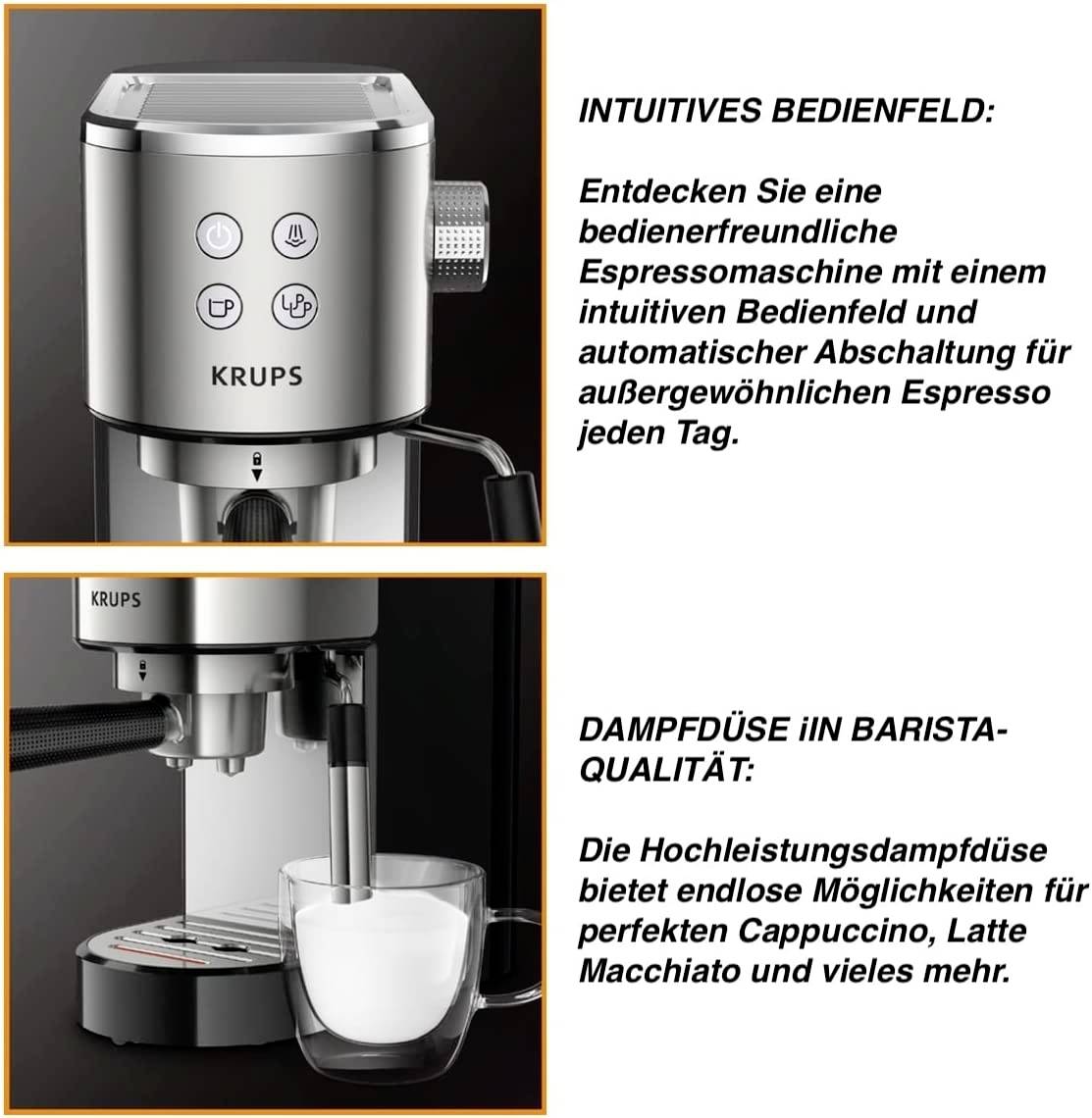 Krups Virtuoso Espresso machine with sump filter holder