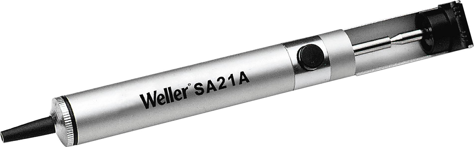 A silver soldering iron by Weller, model 'SA21A', with a black mains cable and switch visible on the side.