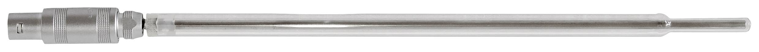 A shiny metal pin with a cylindrical grip and tip, possibly a tool or component of a technical device.