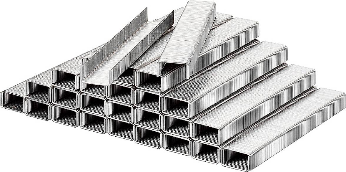 A stack of silver paperclips is arranged in a geometric configuration. Primarily used for office or school supplies.