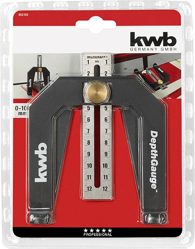 Depth Gauge kwb Germany GmbH in Packaging, Measuring Range 0-100 mm. Ideal for Precise Drilling Work. Includes Scale for Accurate Measurement.