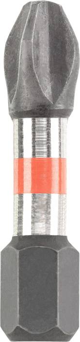 Phillips screwdriver bit, metallic with red ring, for versatile use in drill drivers.