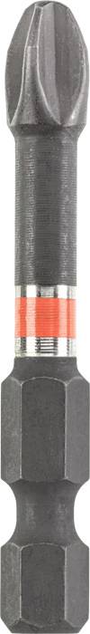 Screwdriver bit with cross-head profile and hexagonal shank for securing in screw drives.
