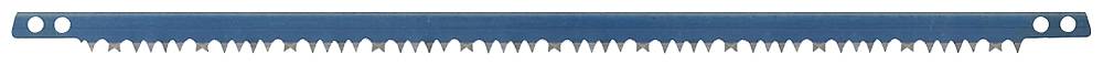 A blue metal strip with sharp teeth along one side, similar to a saw.