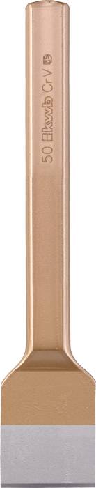 Chisel with hexagonal shaft, copper alloy, 50 mm width. Used for working on stone or concrete surfaces.