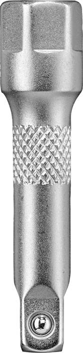 A silver adapter with a knurled grip, used to connect socket extension attachments.