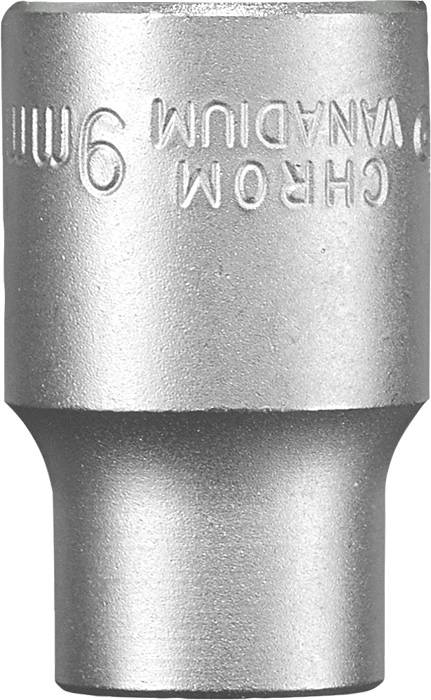 Metal socket adaptor with the inscription '9mm CHROME VANADIUM'.