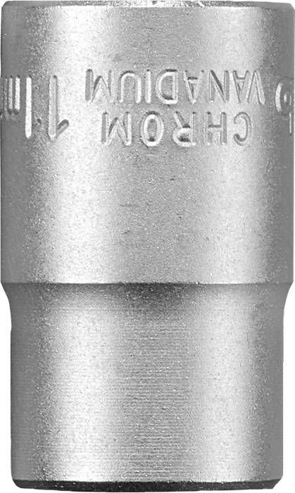 A silver chrome-vanadium socket with the marking '10 mm'. It is commonly used in toolboxes for tightening nuts and bolts.