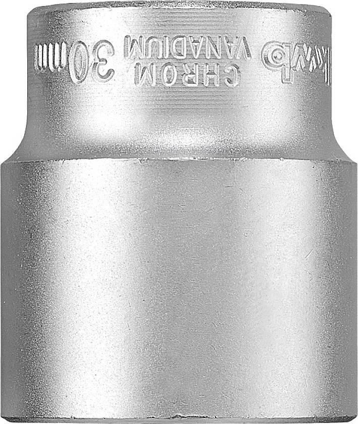 Silver-coloured socket wrench with the inscription 'Chrome Vanadium 30 mm' at the top, cylindrical in shape. No visible context.
