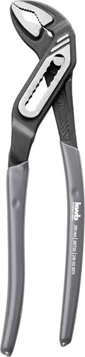 Grey water pump pliers with adjustable jaw plates, suitable for work in workshops and households.