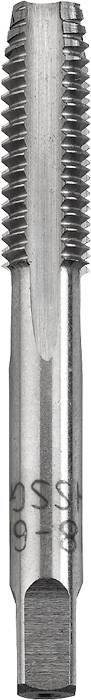 A metal tap with a ribbed design, used for cutting threads in metals. Primarily cylindrical with sharp-edged grooves.