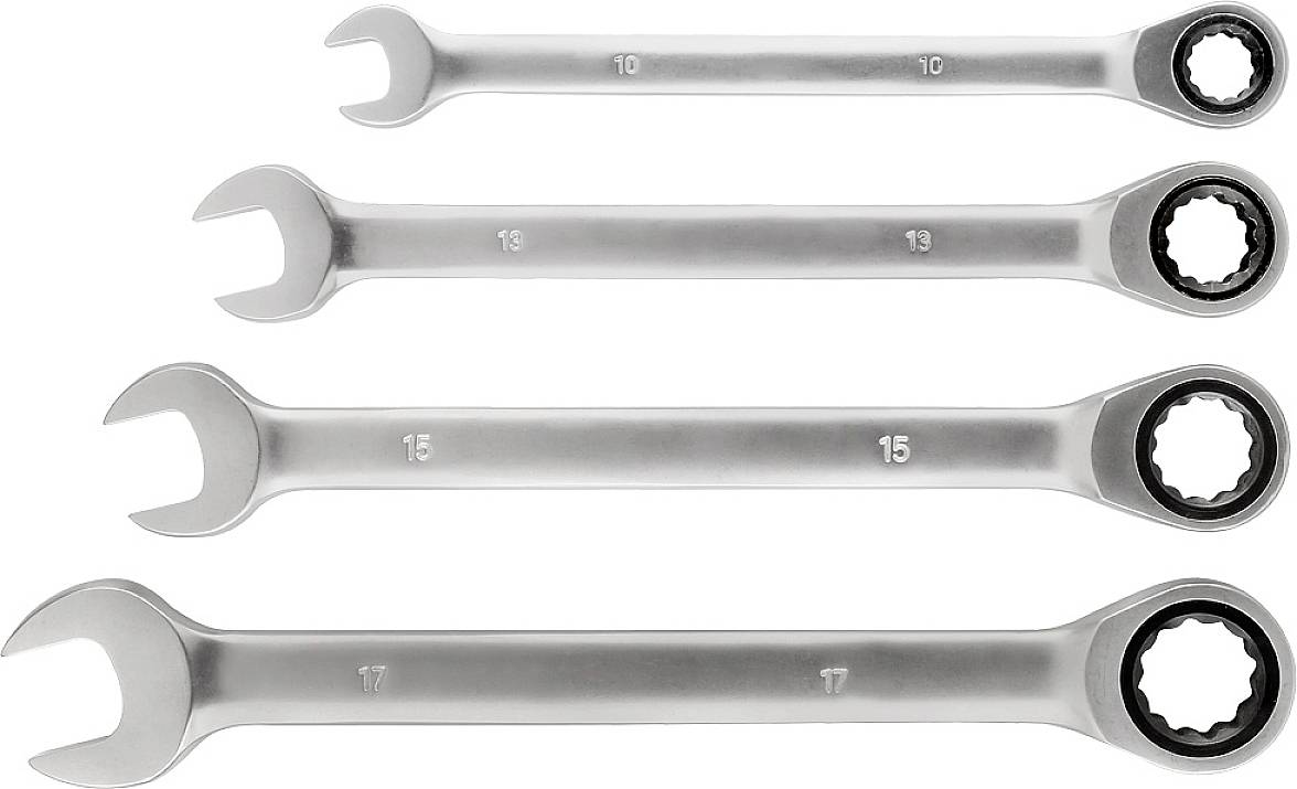 kwb 460490 Double-ended ratcheting box wrench set 4-piece Spanner size (metric) 10 - 17 mm