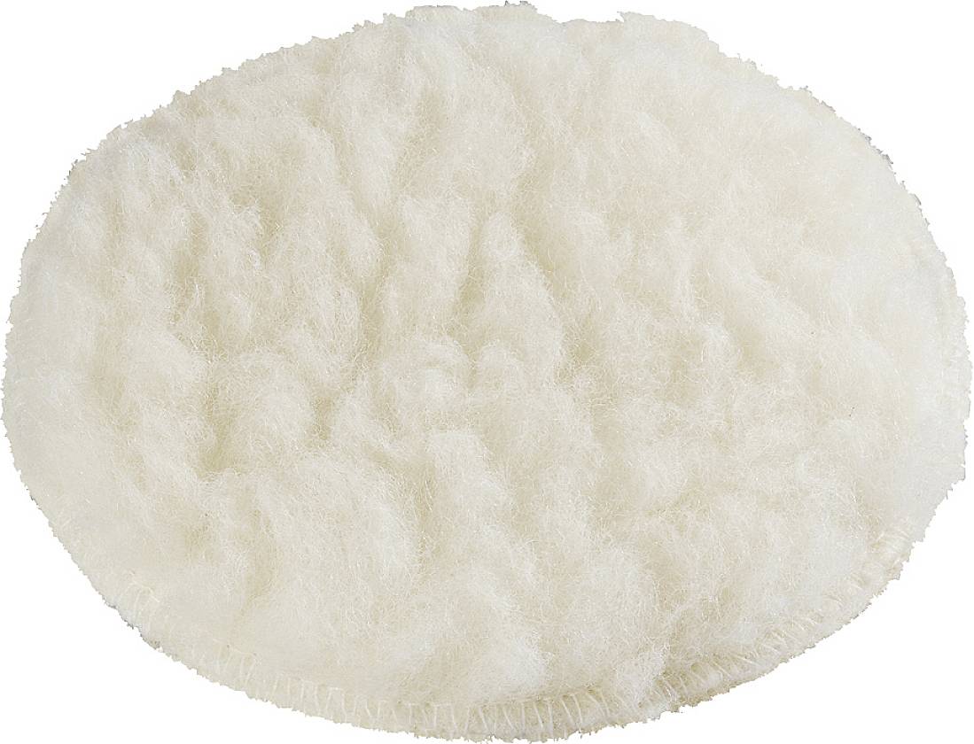 A round polishing pad made of fluffy, white material, used for surface polishing.