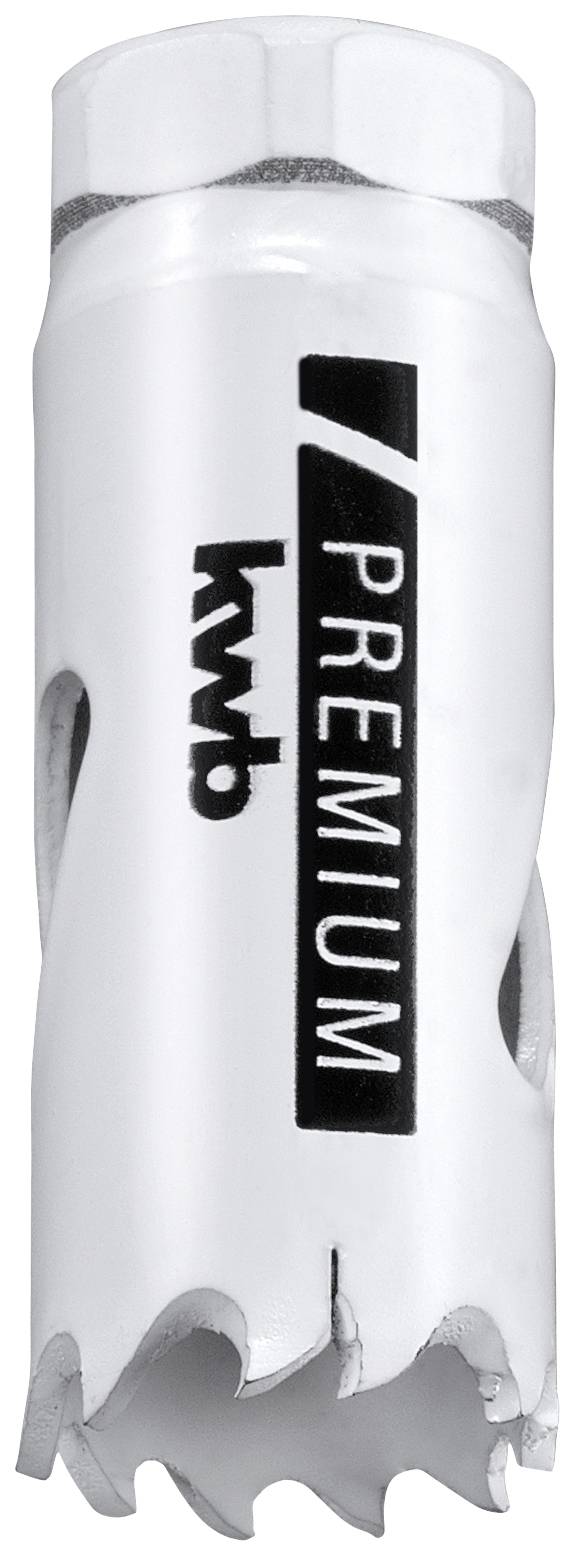 White hole saw with the inscription 'KWB Premium'.