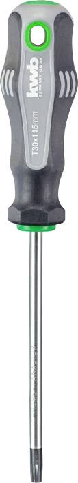 A screwdriver with a non-slip grip and green accents, suitable for precision work.