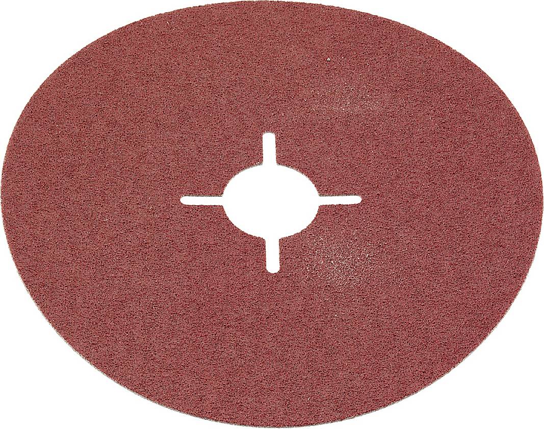 Red grinding wheel disc with a circular opening in the centre, suitable for use with a grinding machine.