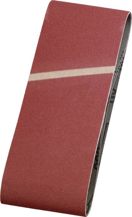 A red sanding belt with a light line in the middle, used for surface grinding.