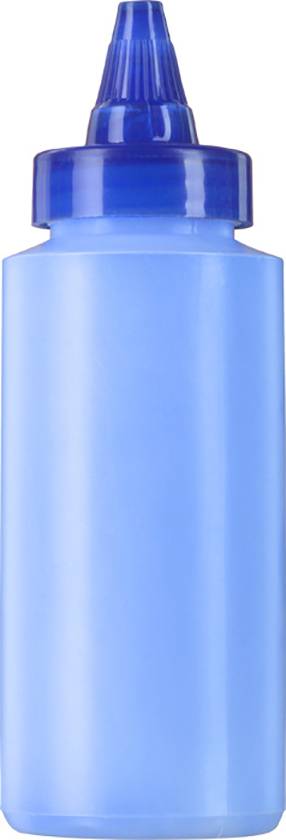 Small blue plastic bottle with a nozzle, typical of hair dye or cosmetic products.