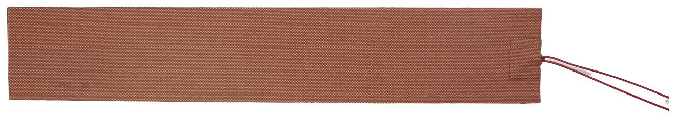 Elongated, brown heating film for use in infrared heating systems or underfloor heating systems.