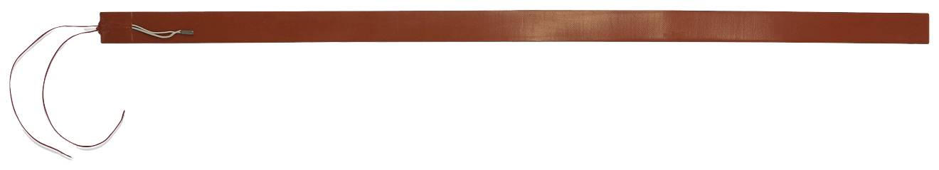 Elongated brown strip with two protruding wires on the left. Likely used as a heating element.