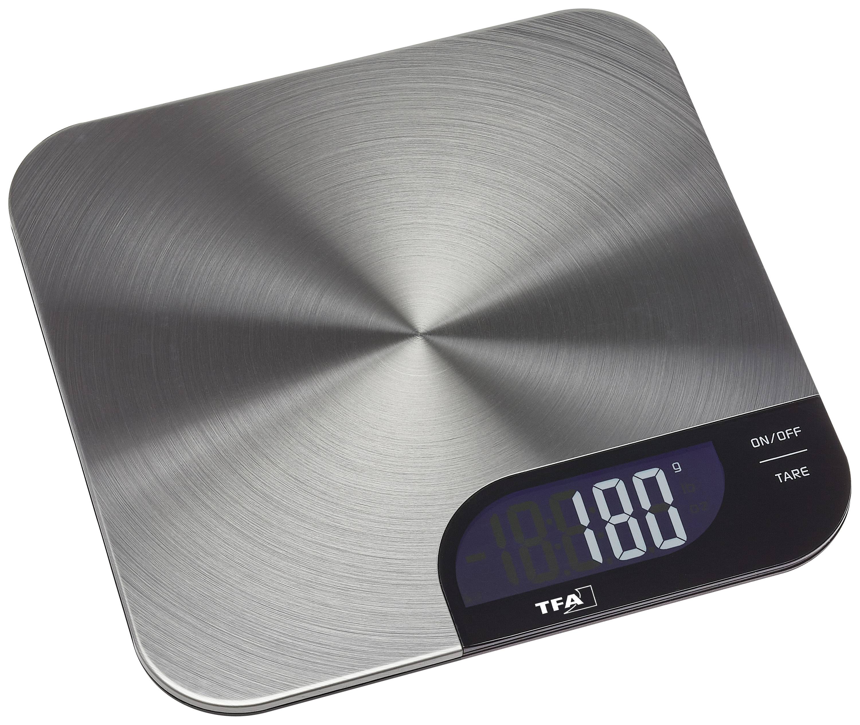 TFA Dostmann CHEESECAKE Kitchen scales Digital Weight range=5199 g Stainless steel 200 x 200 x 15