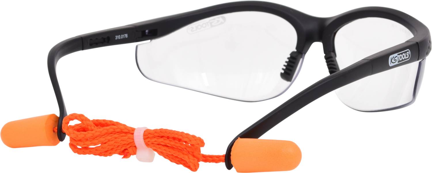 Transparent safety glasses, with ear plugs KS Tools 310.0176