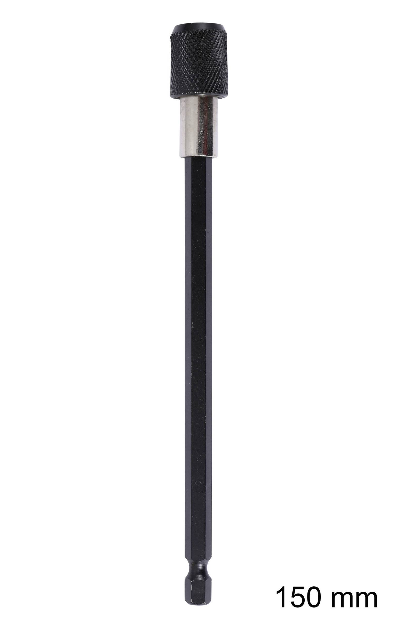 A long, black screwdriver extension bar with a silver metal sleeve at the top. Text reads '150 mm'.