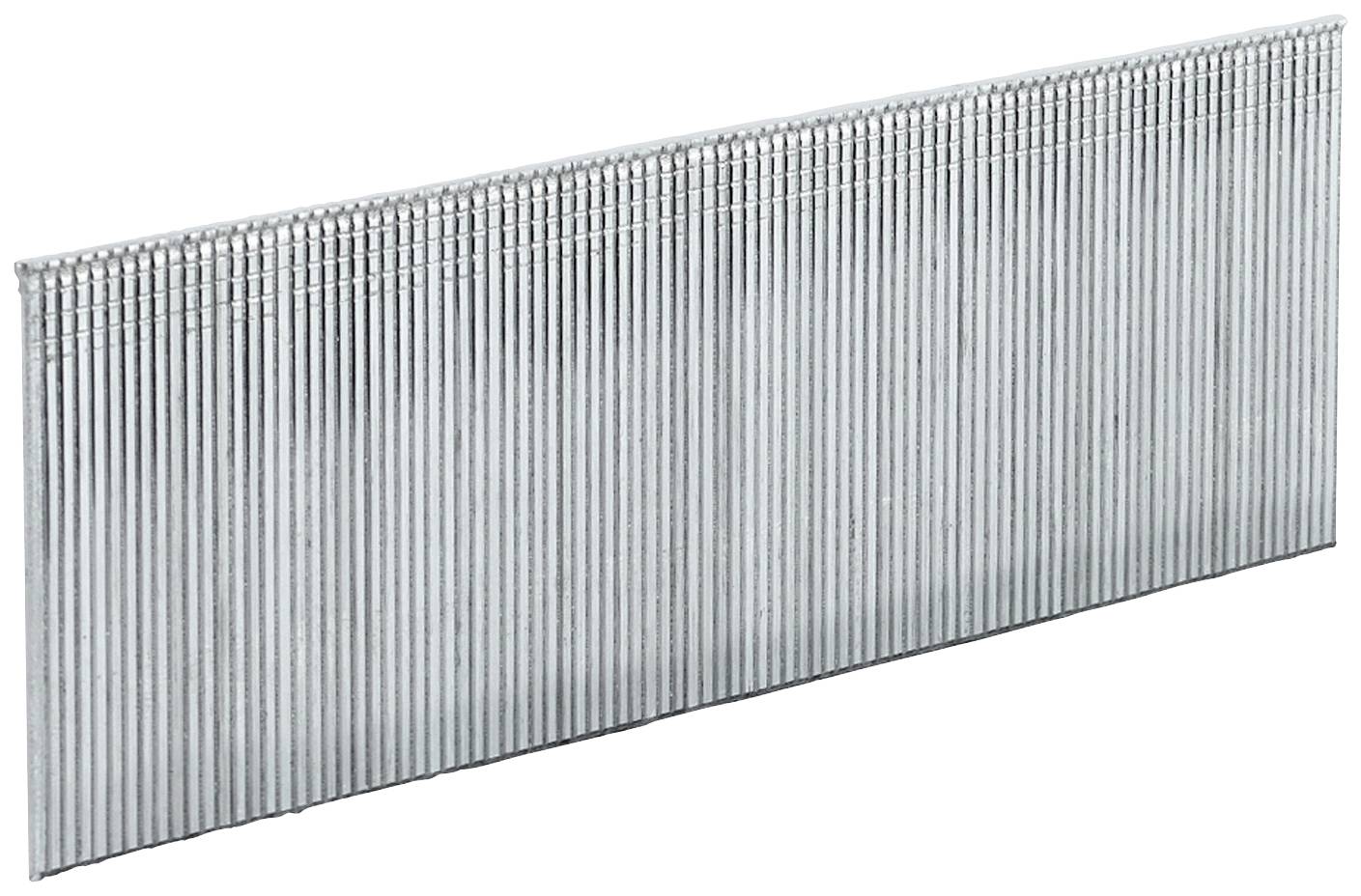 A row of silver nails, closely arranged side by side, for a nailer. They are slender and suitable for industrial use.